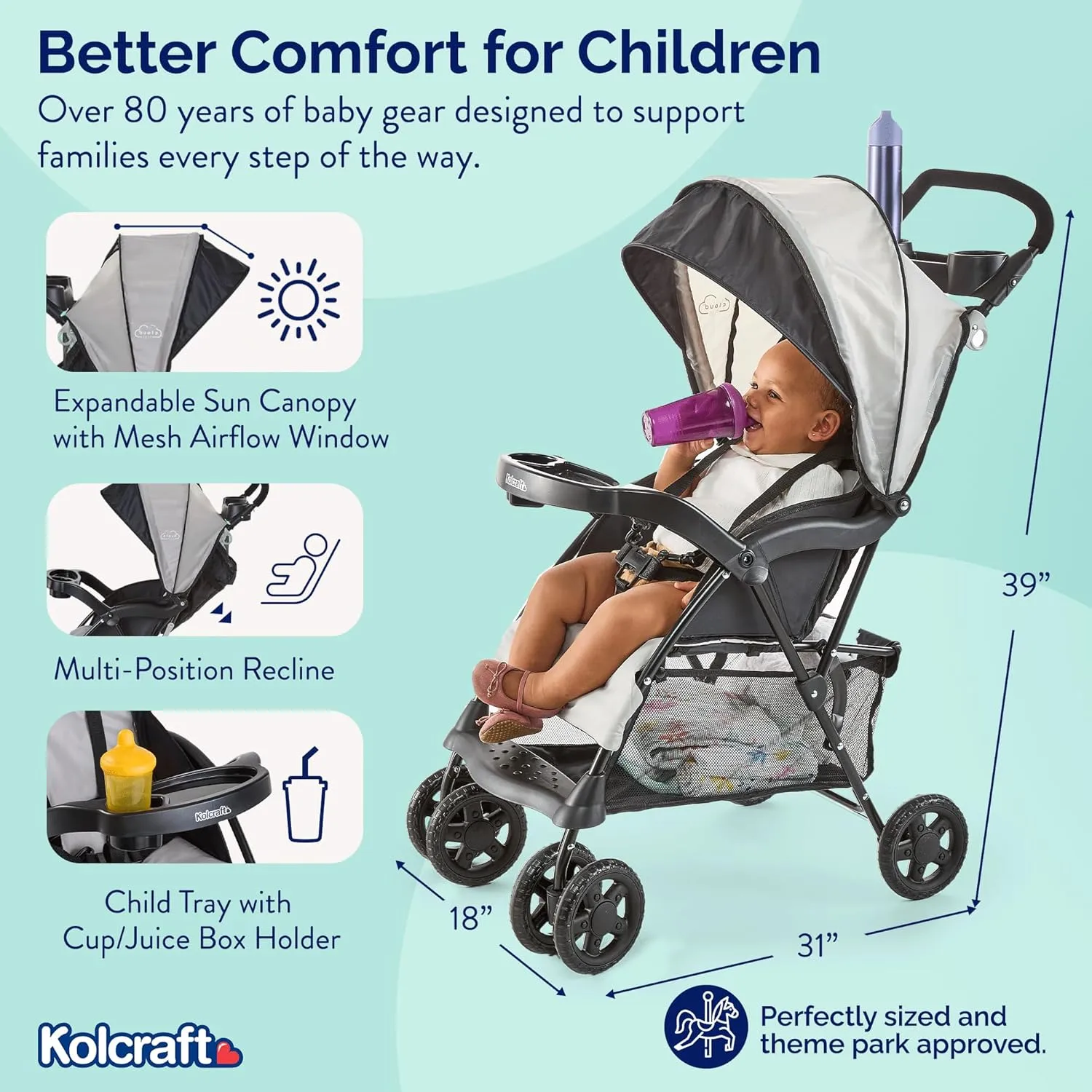 Cloud Plus Lightweight Umbrella Stroller (Slate Grey) - Image 7
