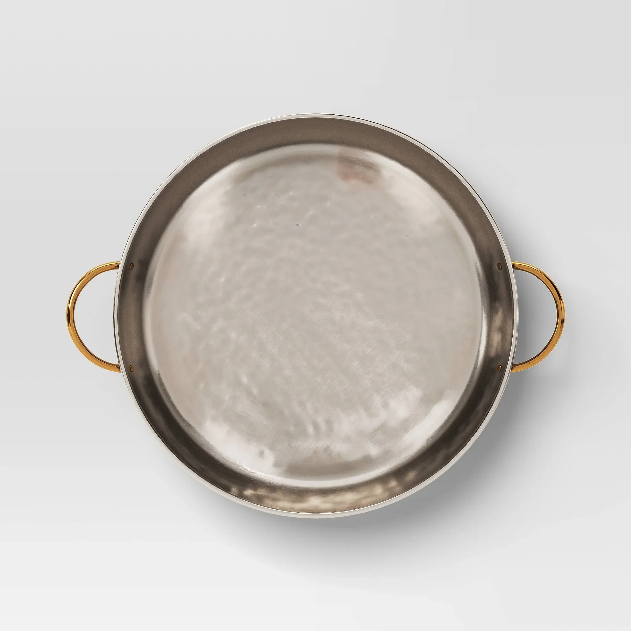 Coastal 14" Stainless Steel Round Serving Tray with Handle - Image 3