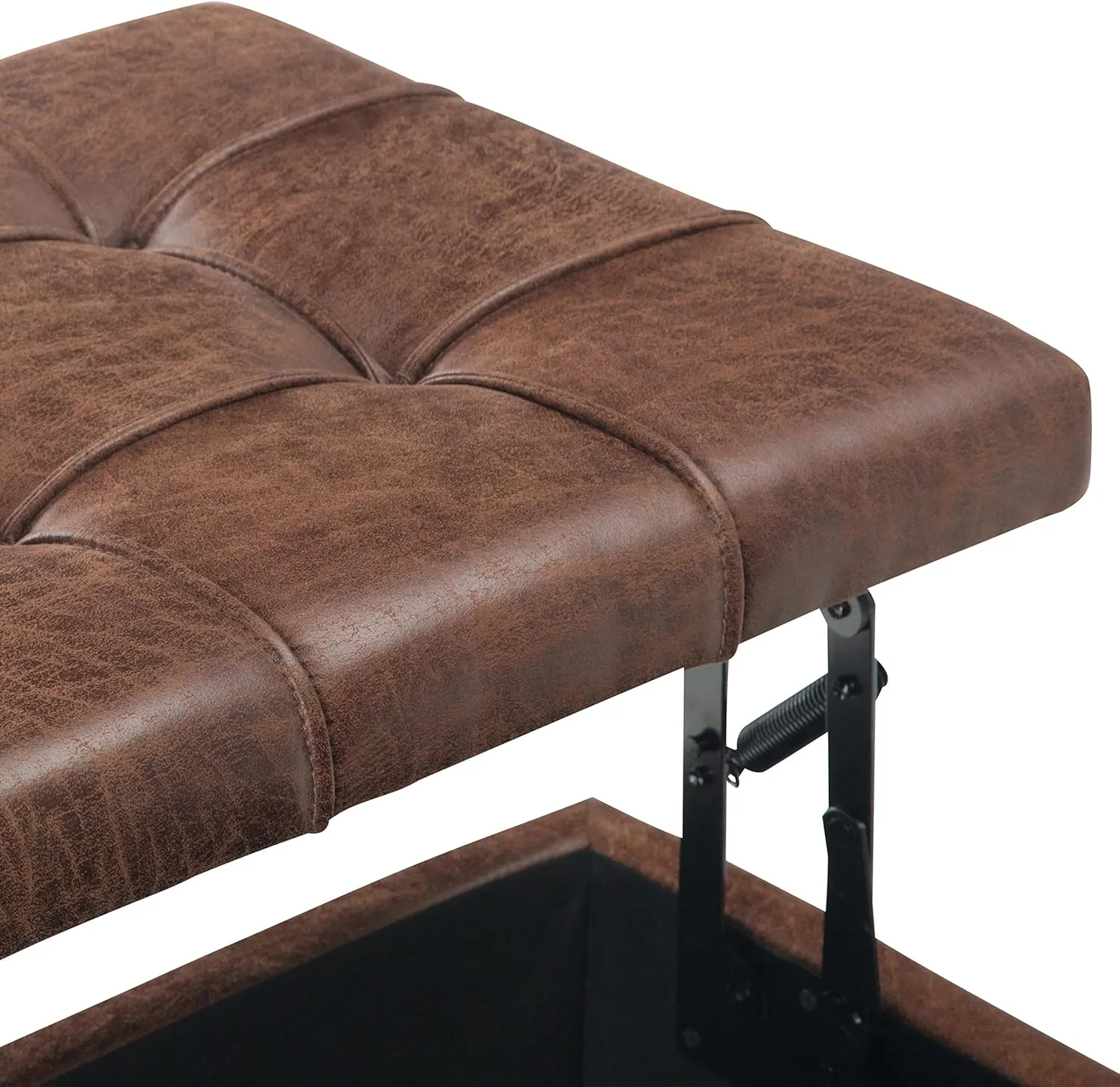 Coffee Table Storage Ottoman - Distressed Umber Brown - Image 7