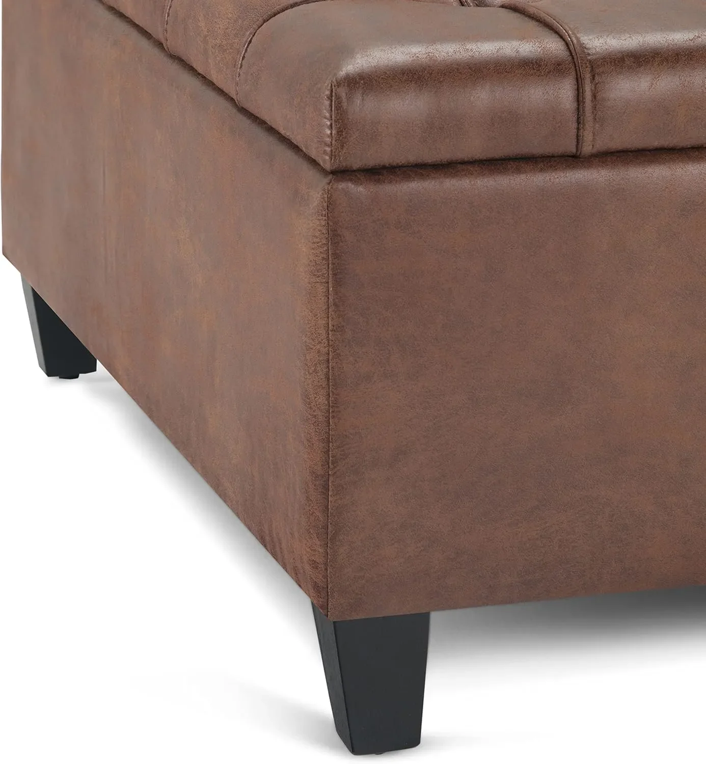 Coffee Table Storage Ottoman - Distressed Umber Brown - Image 8