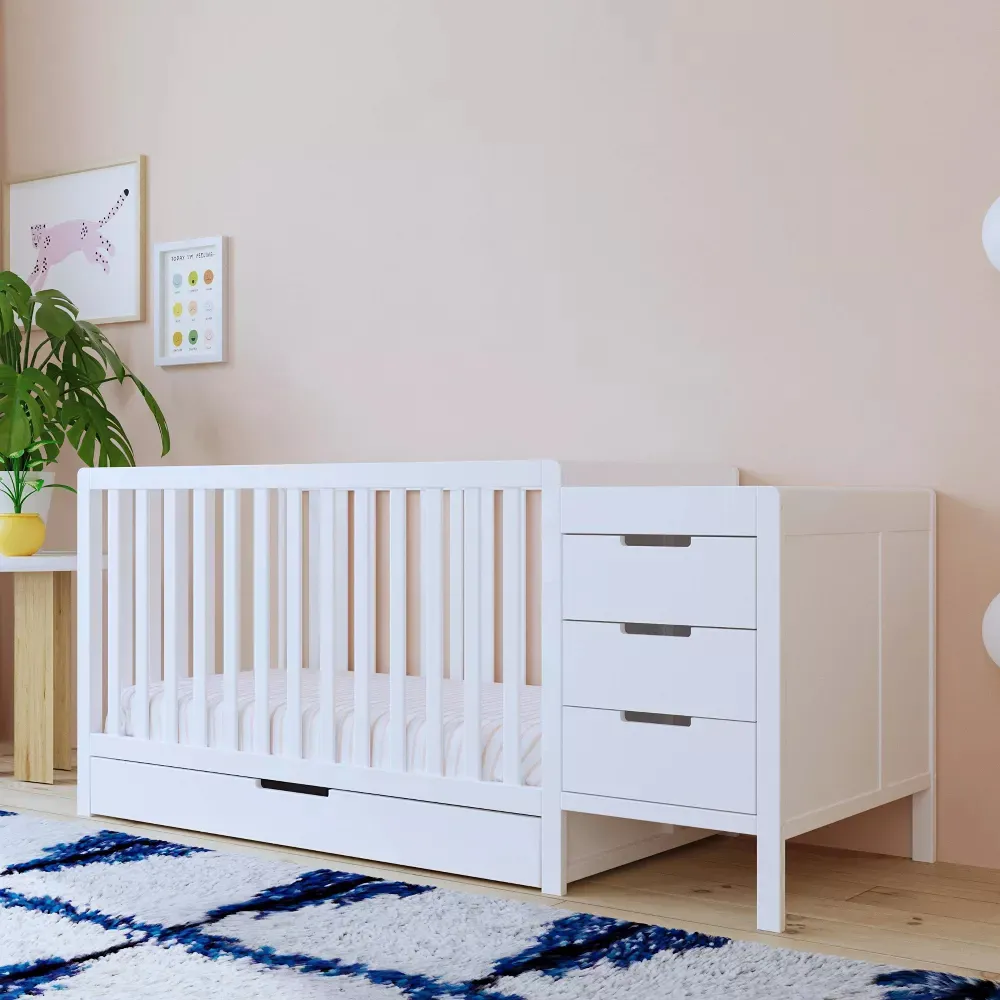Colby 4-in-1 Convertible Crib & Changer Combo - White - Image 3