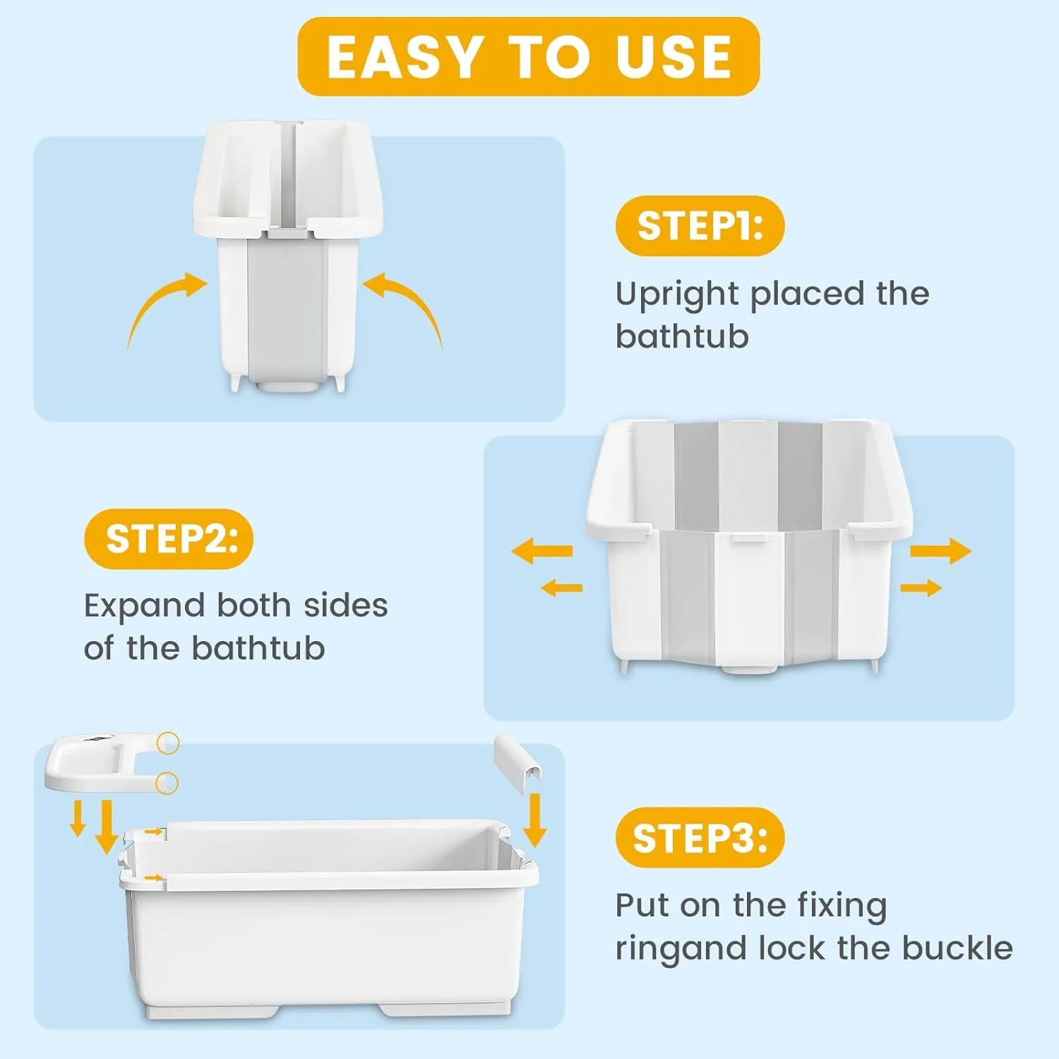 Collapsible Baby Bathtub - Grey - Image 2