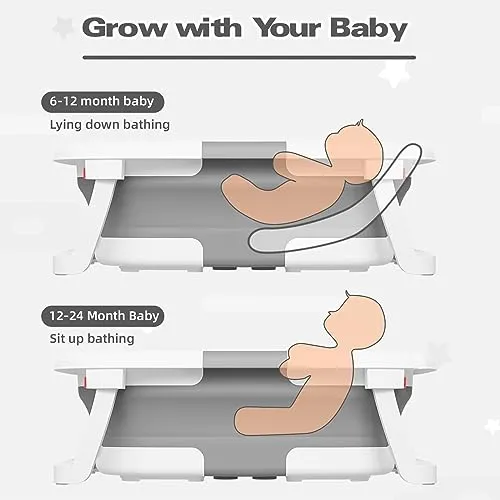 Collapsible Baby Bathtub With Soft Cushion - Gray - Image 5