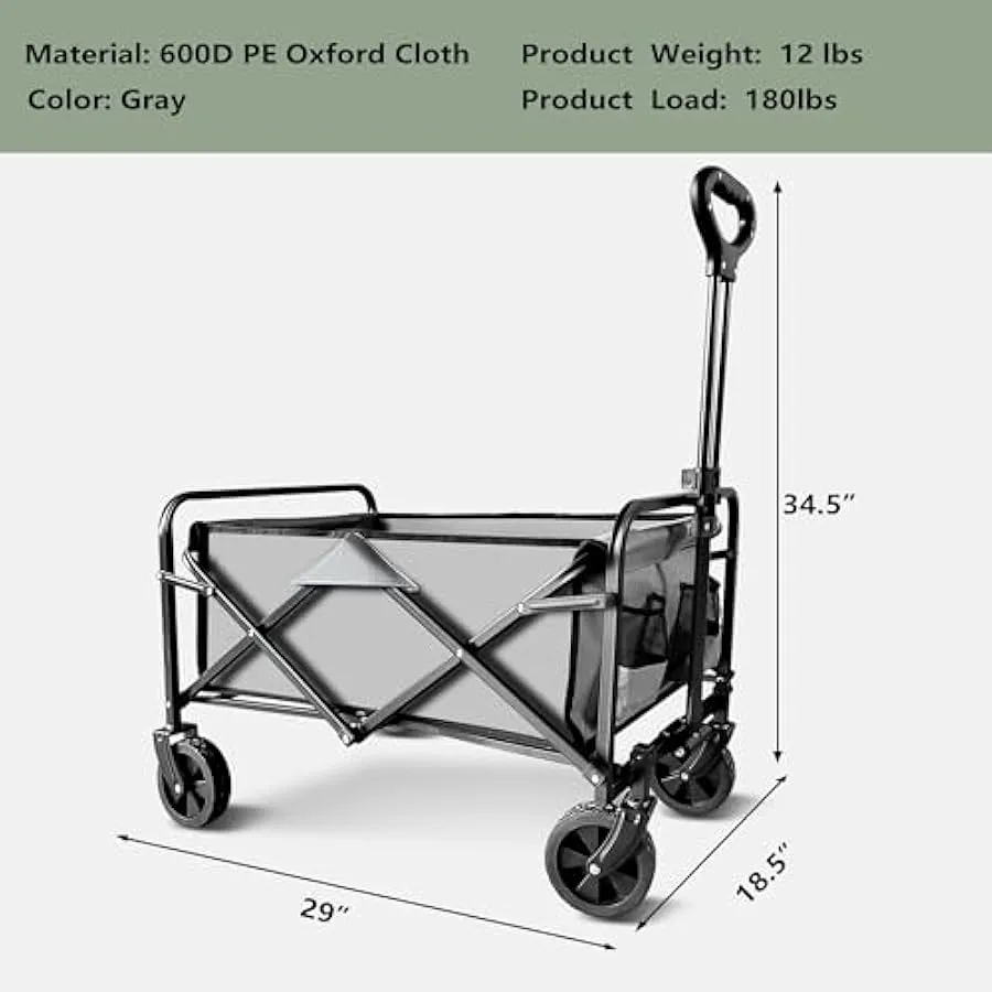 Collapsible Heavy Duty Wagon Cart - Gray - Image 2