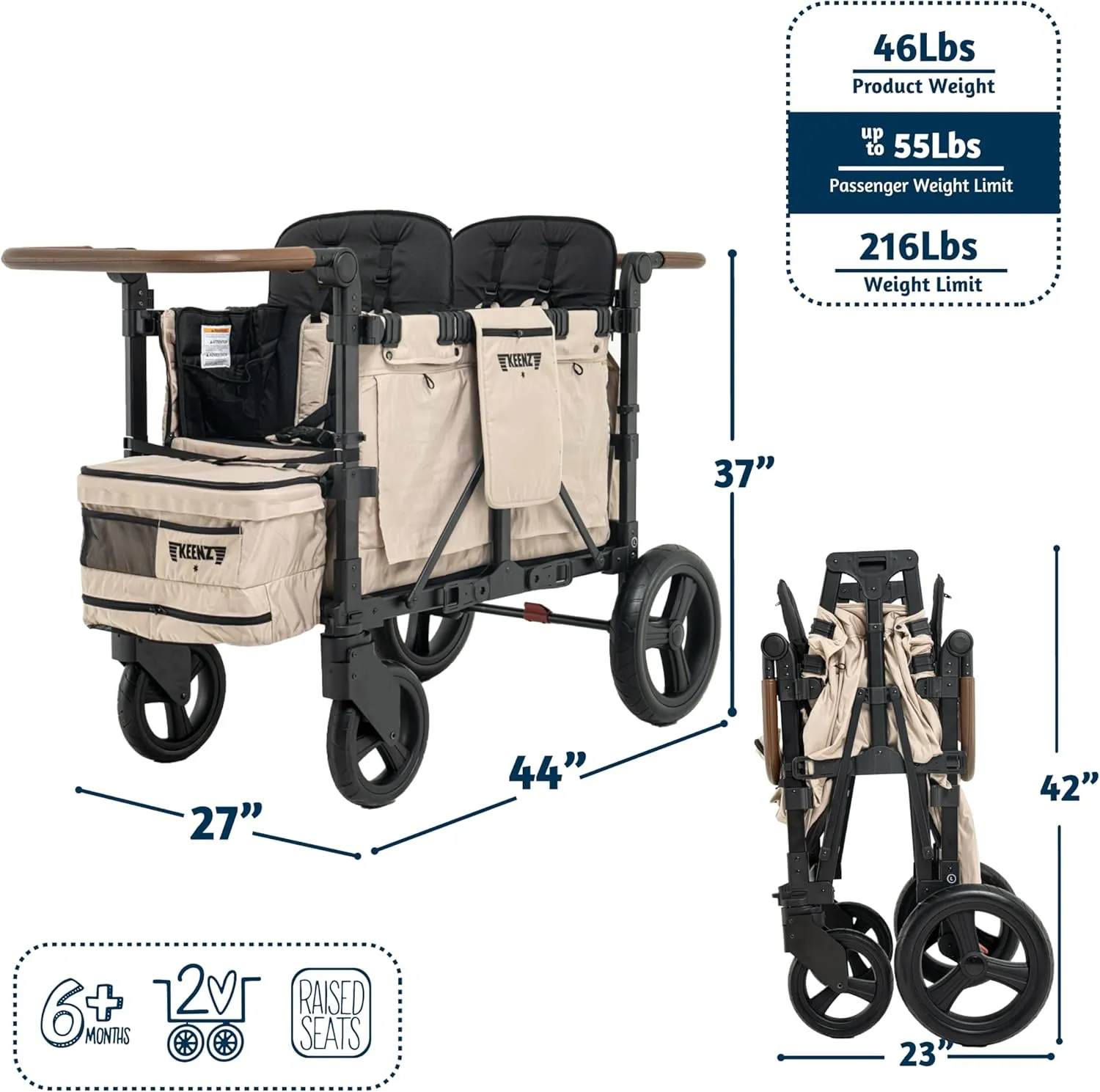 XC EVO Comfort Stroller Wagon - Mocha - Image 5