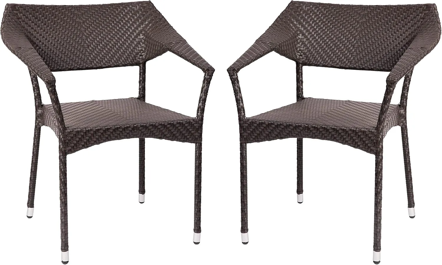 Commercial Grade PE Rattan Stacking Patio Chairs - Gray