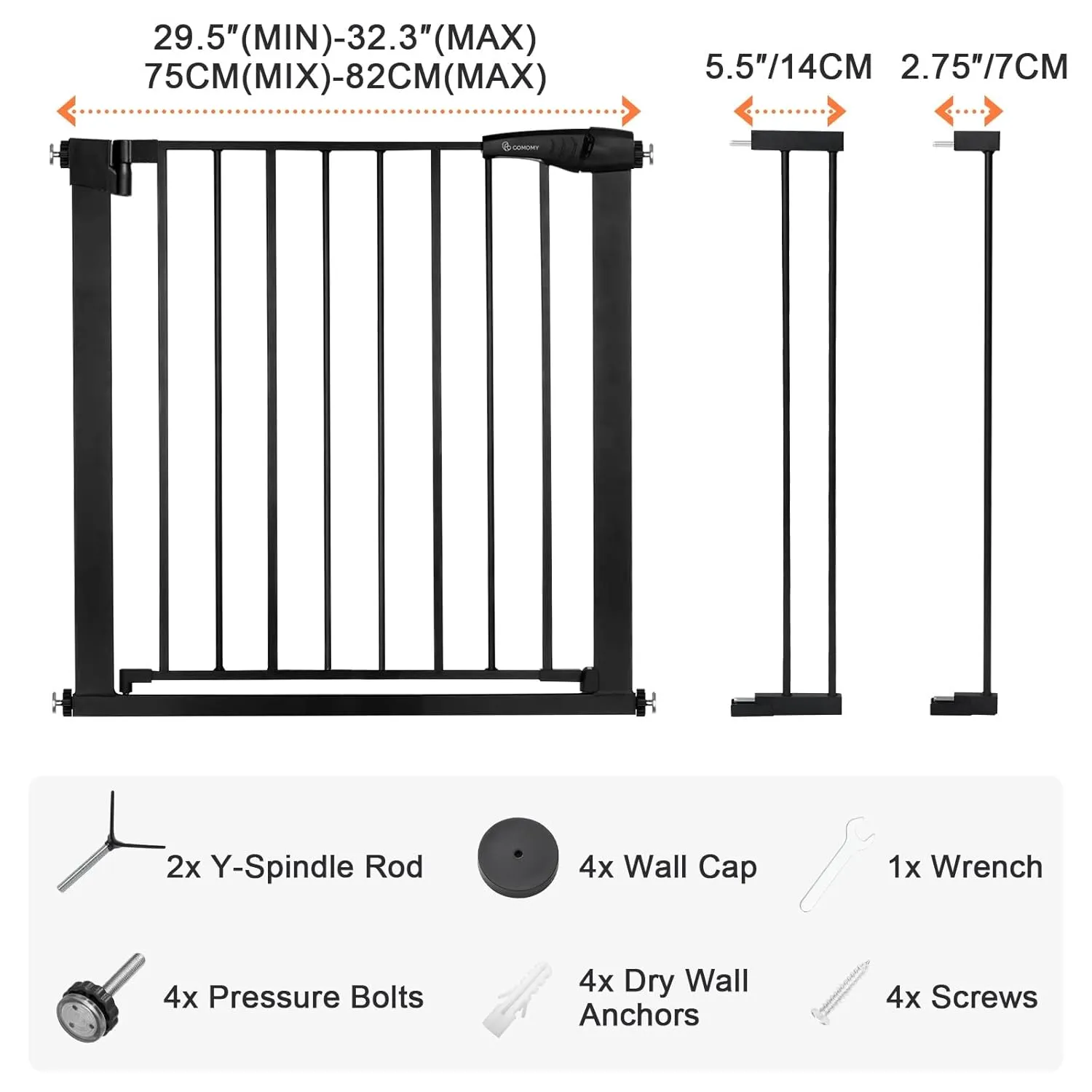 30" Tall Baby Gate - Black - Image 6