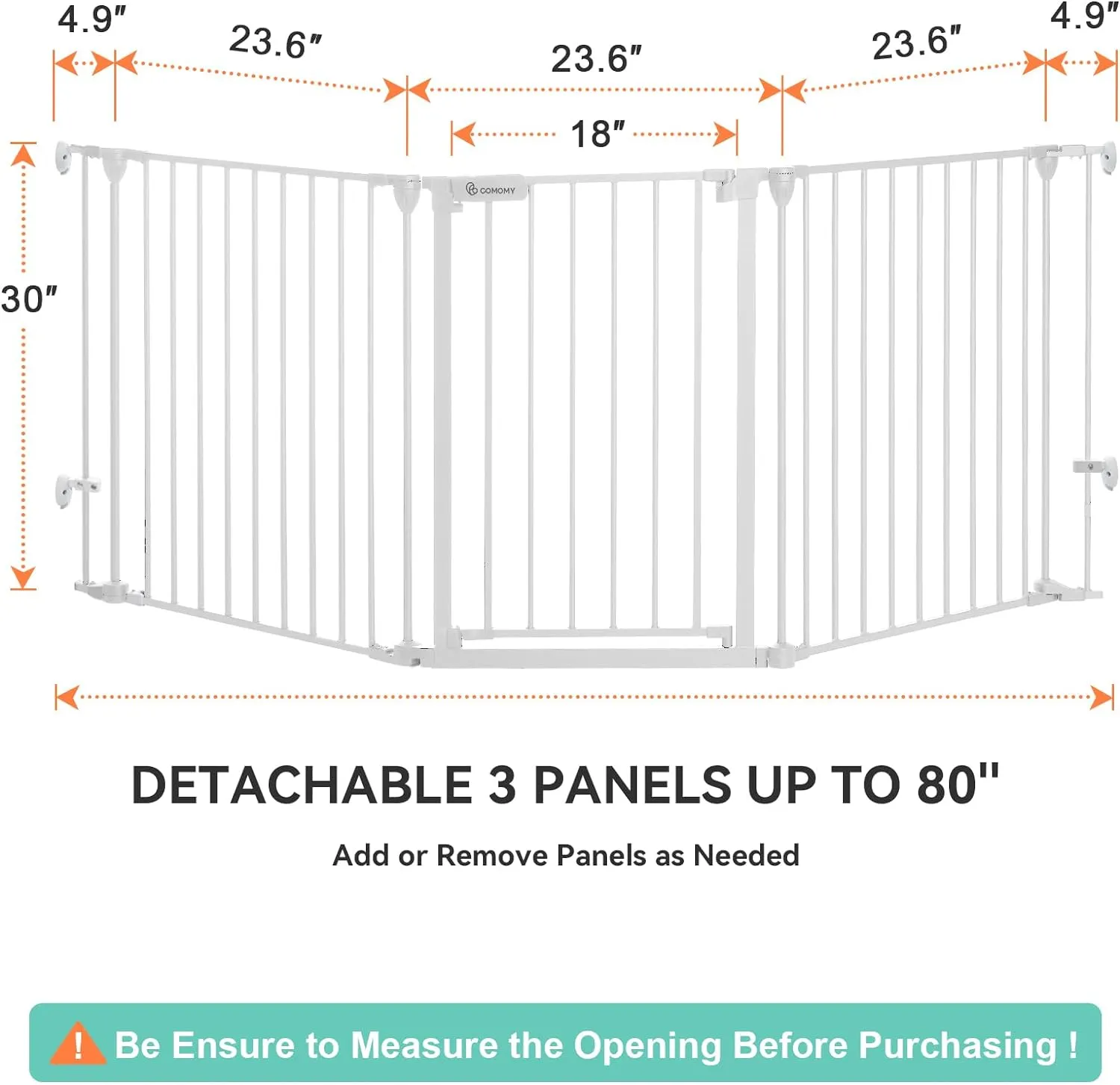 80" Extra Wide Baby Gate - White - Image 7