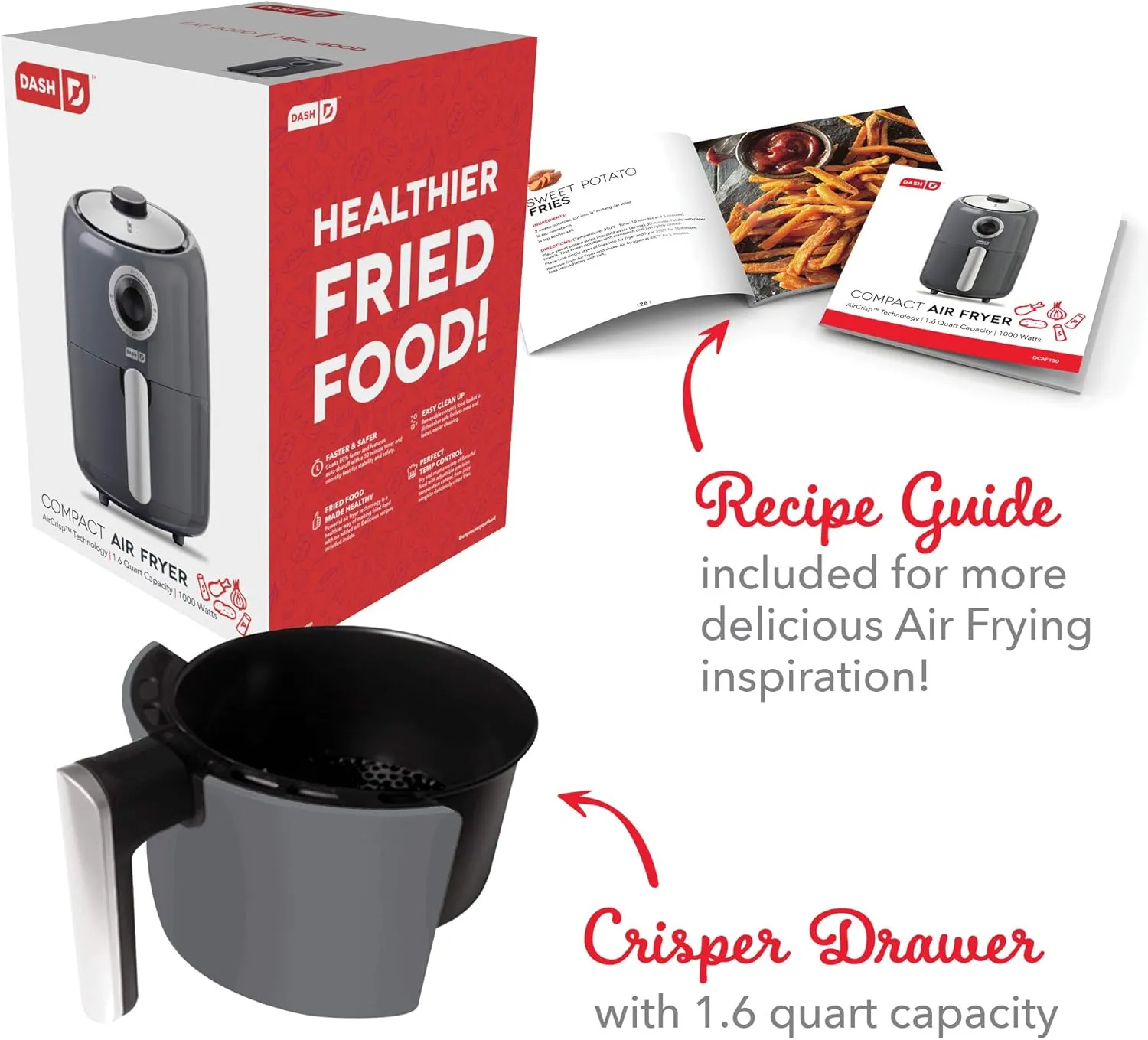 2qt. DASH Compact Air Fryer - Silver - Image 6