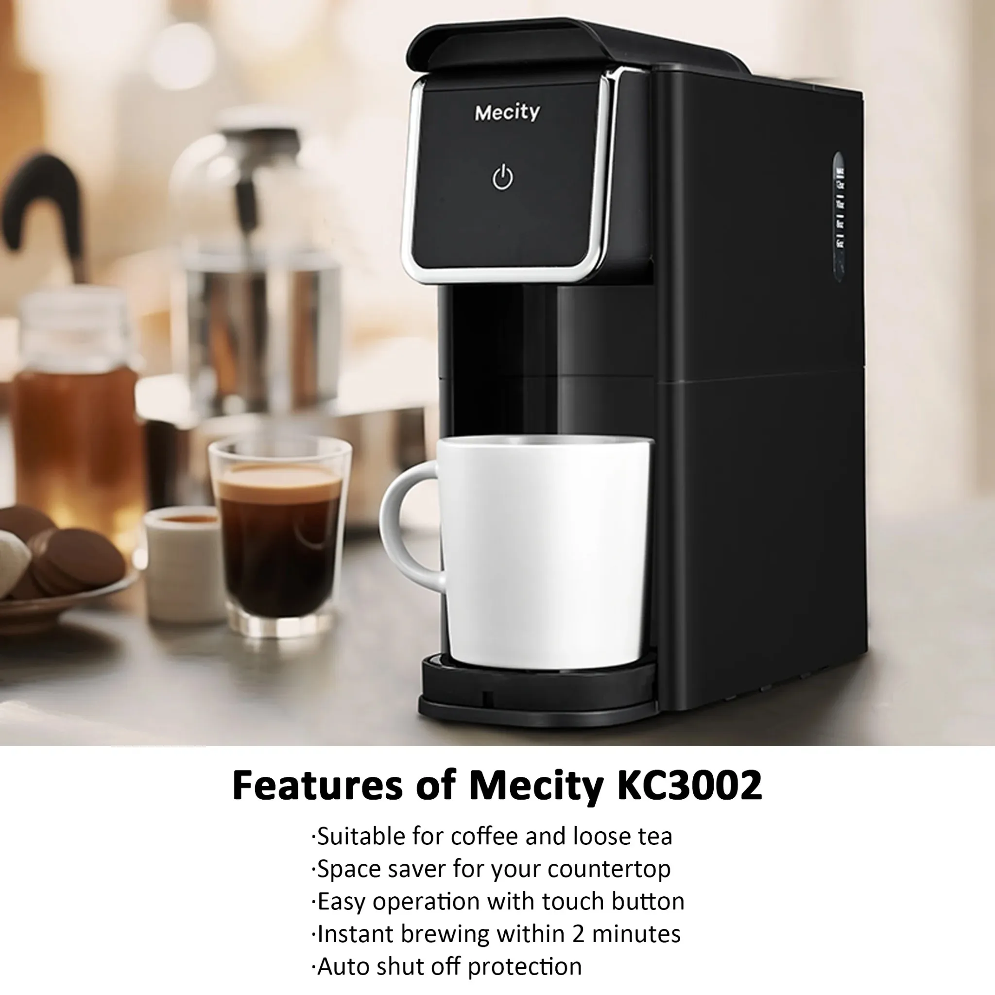 Compact Coffee Maker for Ground Coffee & Loose Tea - Single Serve, 6-12 Oz Brew, Black - Image 7