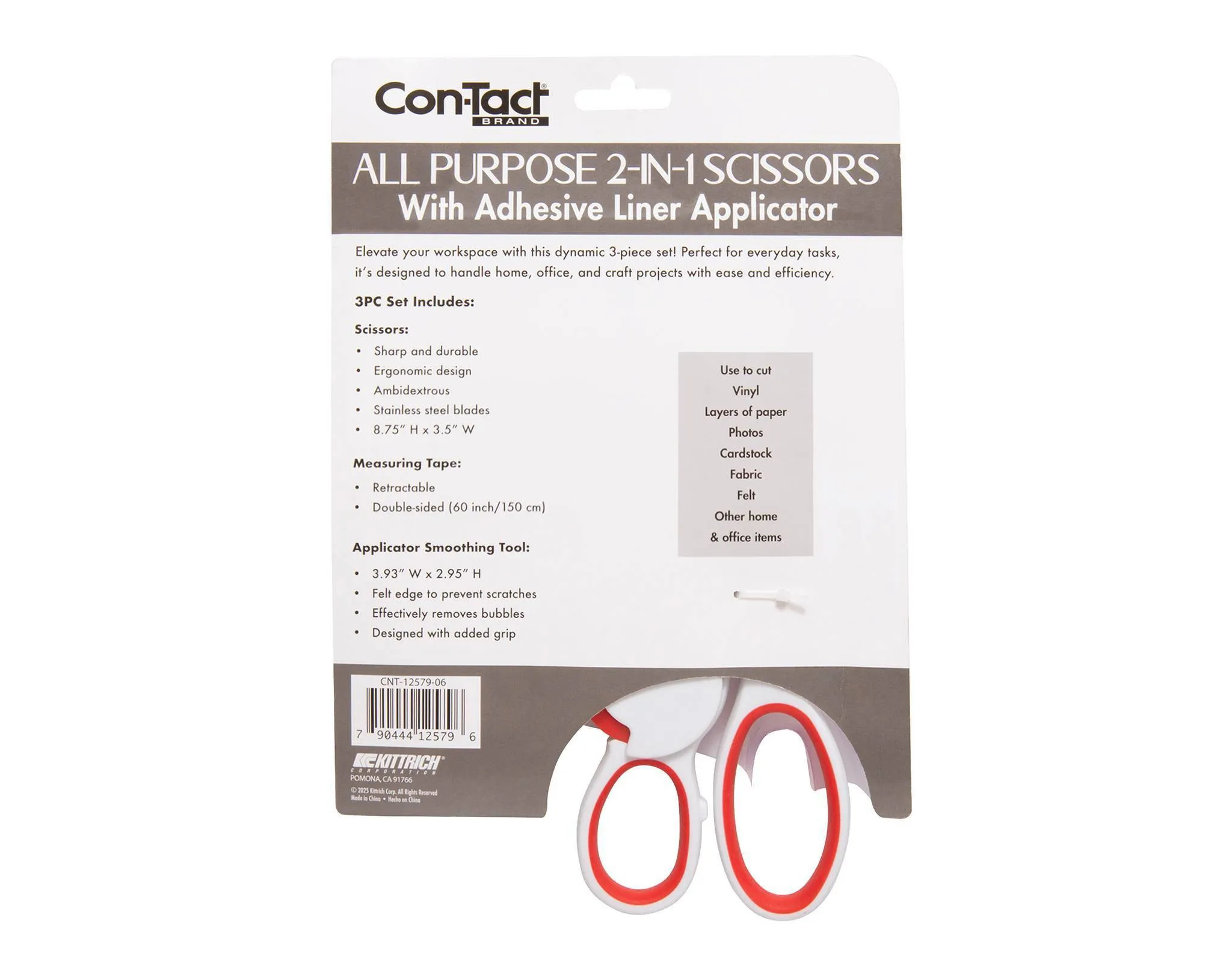 Con-Tact 2-in-1 Scissor/Measuring Tape Combo with Smoothing Tool - Image 4