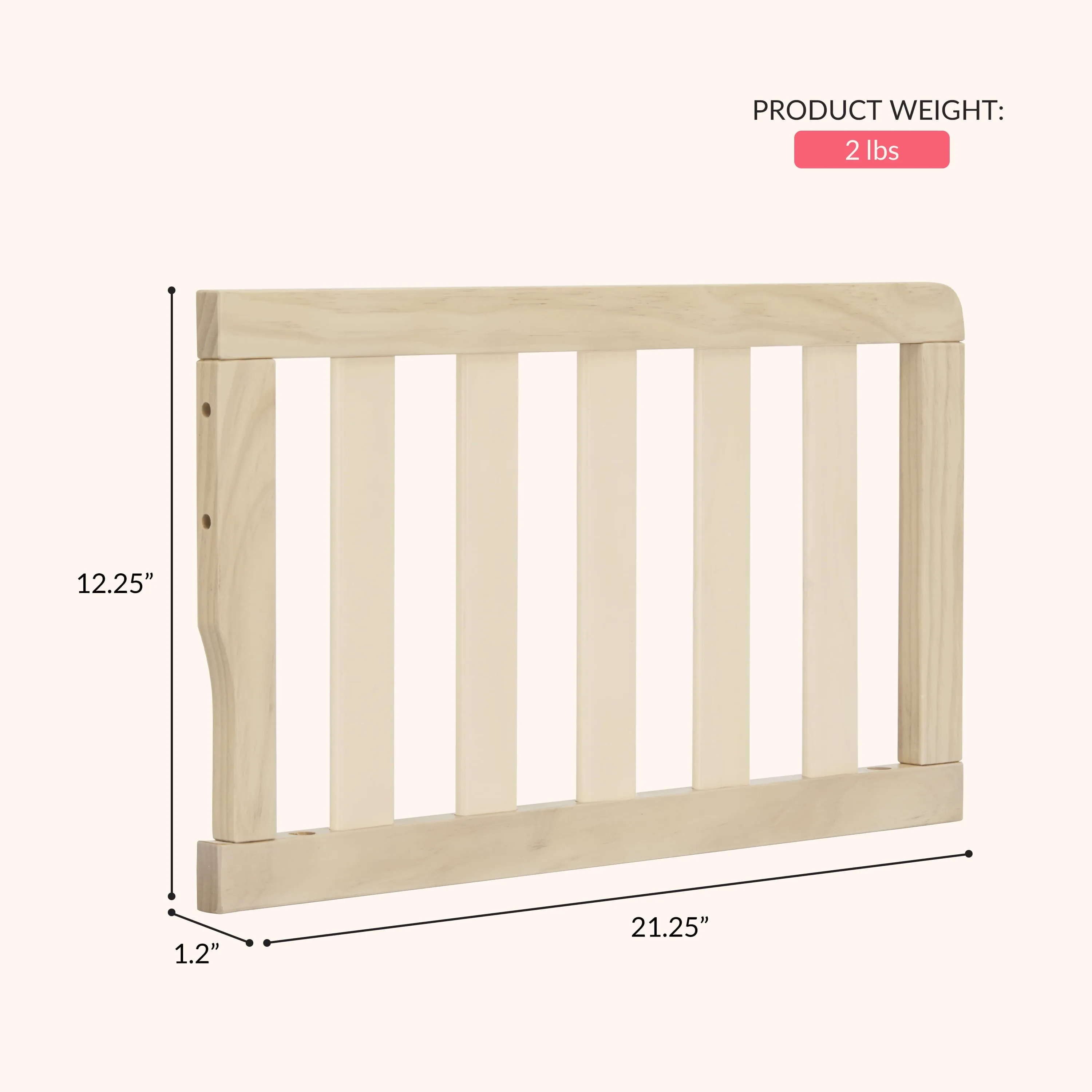 Convertible Crib Toddler Guard Rail - Vintage White Oak - Image 3