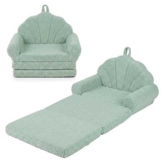 Convertible Kids Sofa 2-in-1 Fold Out Toddler Couch Chair-Green - Image 3