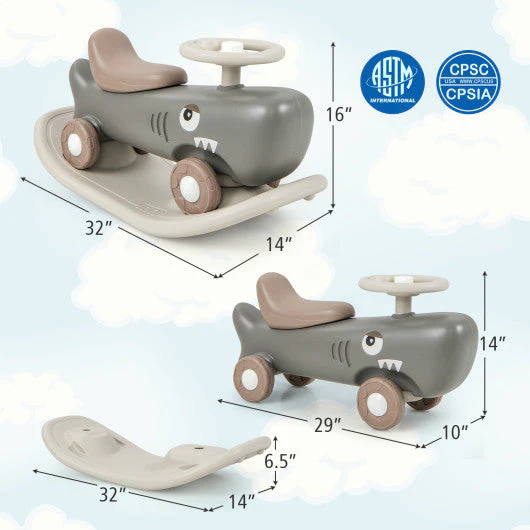 Convertible Rocking Horse and Sliding Car With Detachable Balance Board-Dark Gray - Image 13