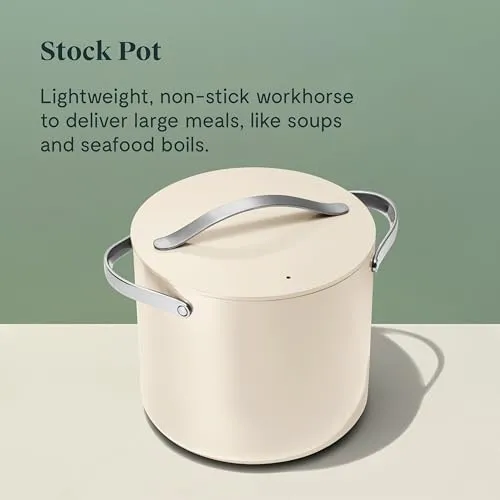 12 Qt Nonstick Ceramic Pot with Lid - Cream - Image 6