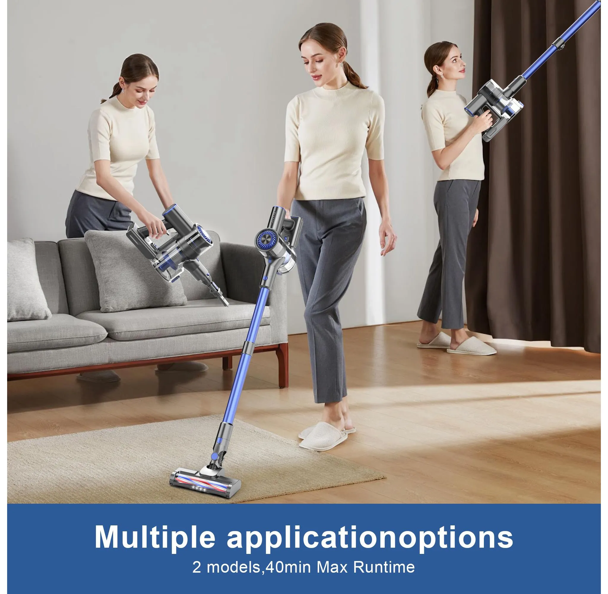 Cordless Stick Vacuum Cleaner - Blue - Image 3