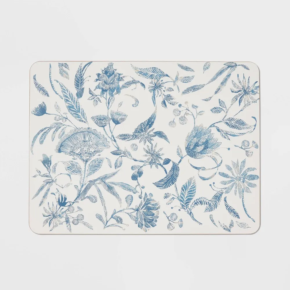 Cork Floral Placemat - Blue
