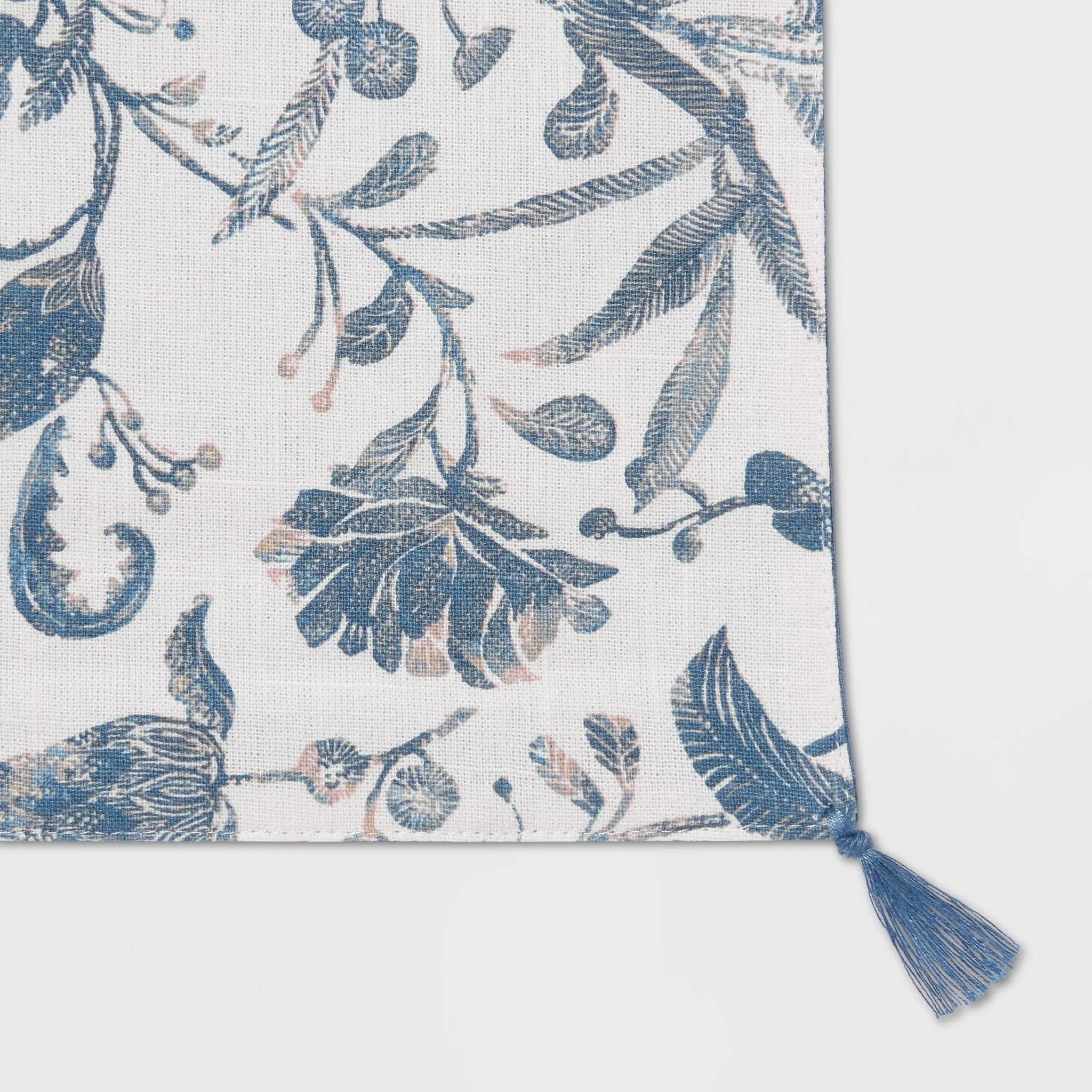 Cotton Floral Table Runner - Blue 108" x 14" - Image 3
