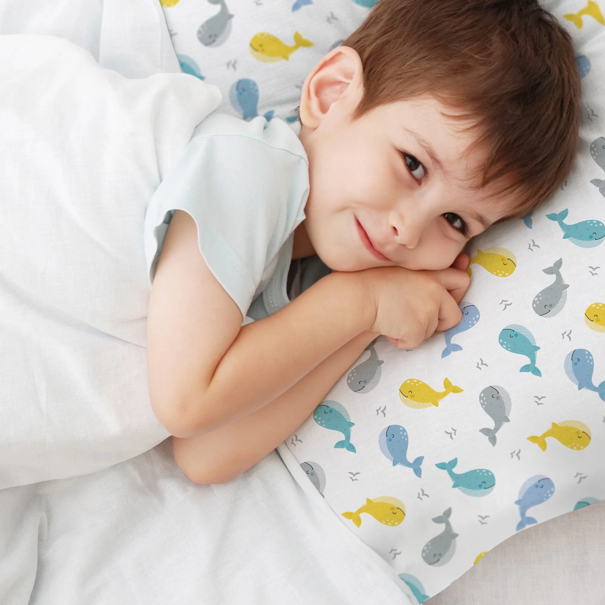 Cotton Percale Pillowcase, for 13" X 18"/33 X 46 Cm Toddler Pillow, Whales (2-Pack) - Image 6