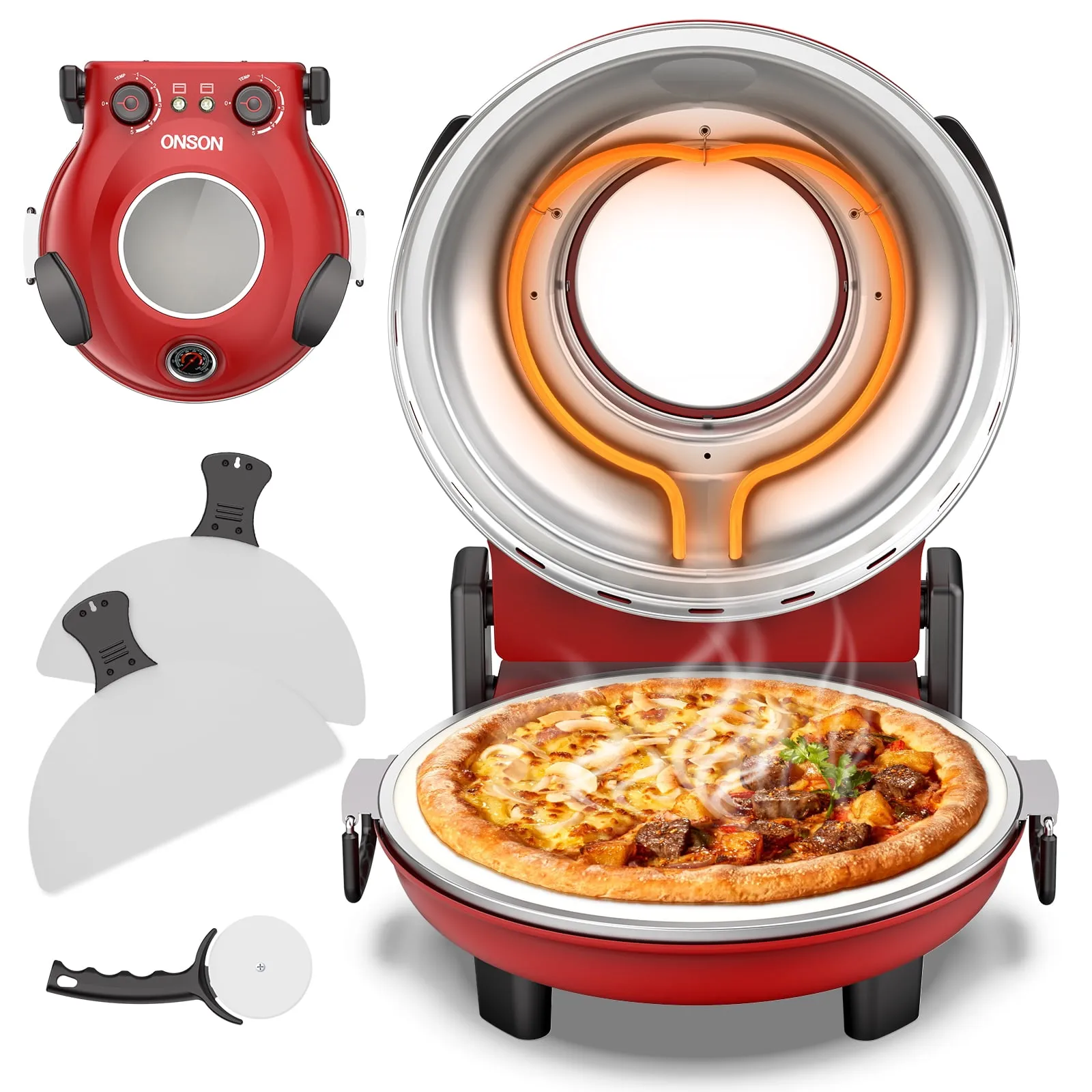Countertop Pizza Oven - Red - Image 3