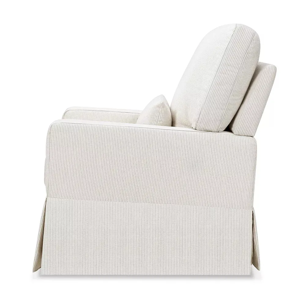 Crawford Pillowback Comfort Swivel Glider - Fog Chatham Stripe Performance Eco-Weave - Image 3