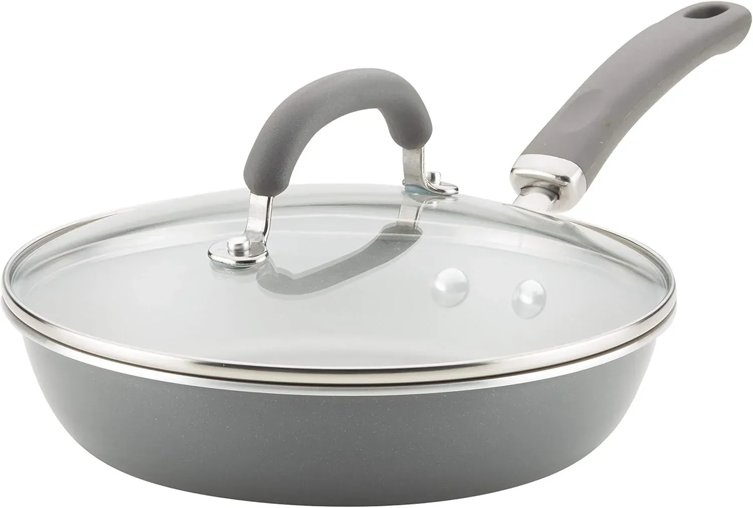 Create Delicious Nonstick Deep Frying Pan with Lid - 9.5 Inch - Gray - Image 2