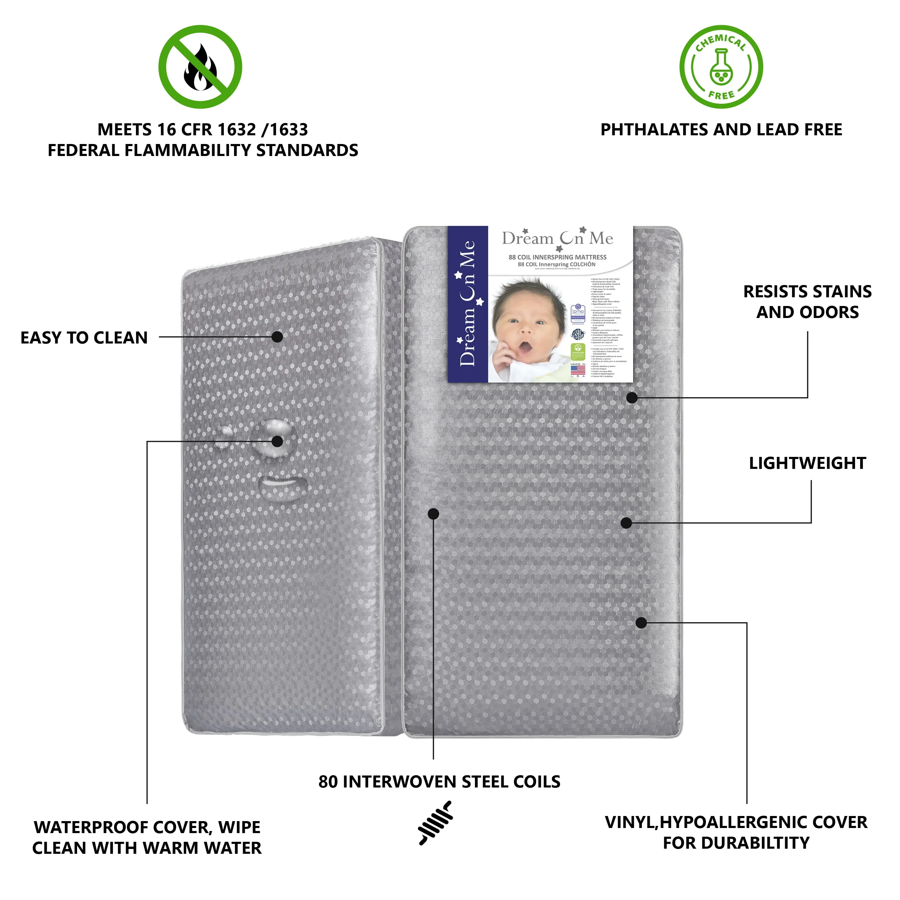 Crib & Toddler Bed Mattress - Gray - Image 2