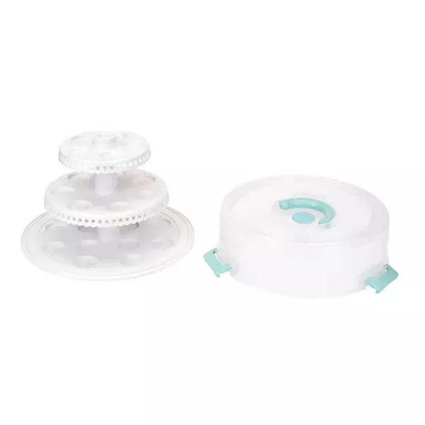 Cupcake and Cakepop Carrier Light Aqua Blue: Portable Cupcake Holder & Storage with Locking Lid - Image 2