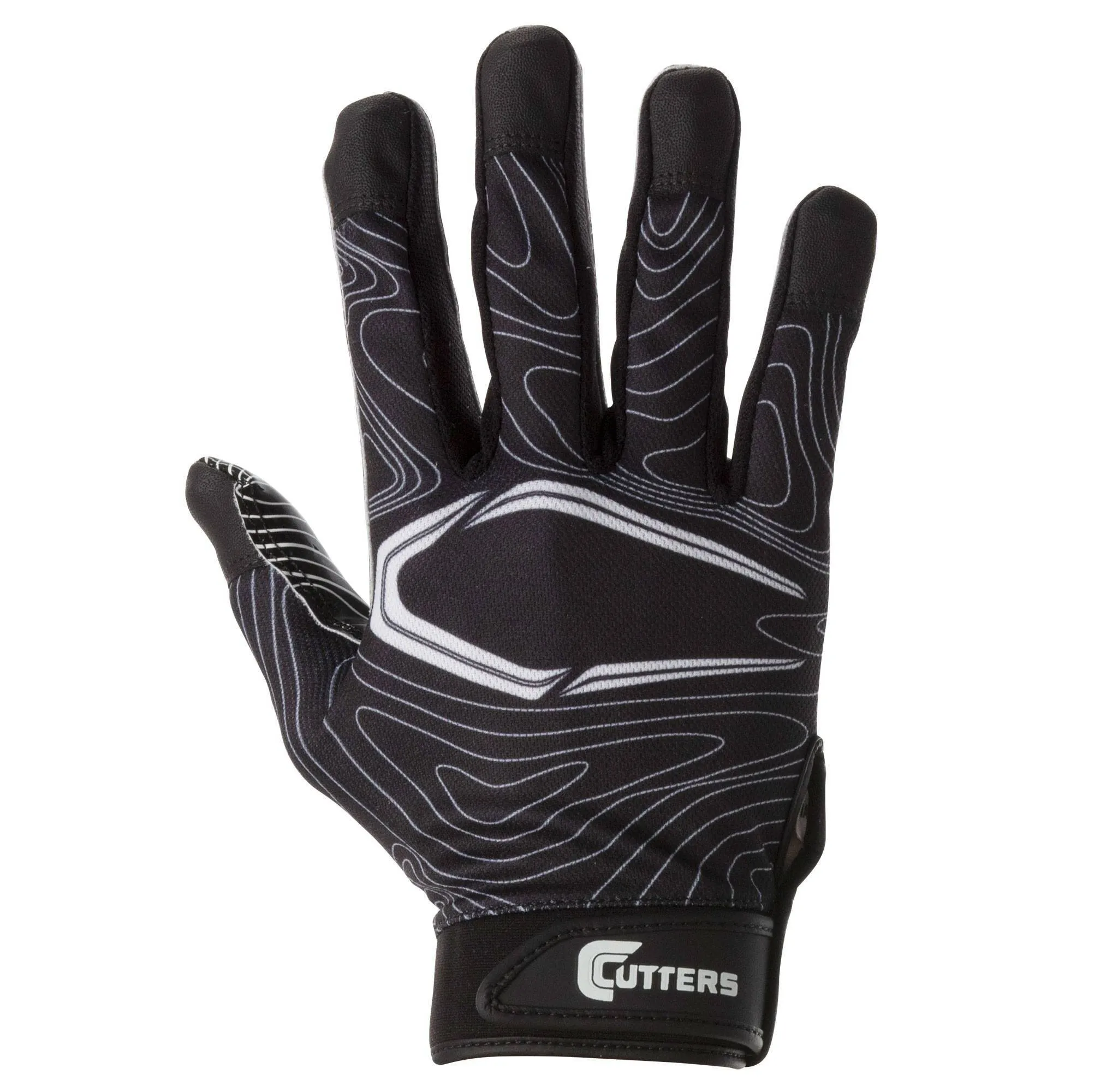 Cutters Game Day Receiver Gloves - Black L/XL: Silicone Strap Closure - Image 2