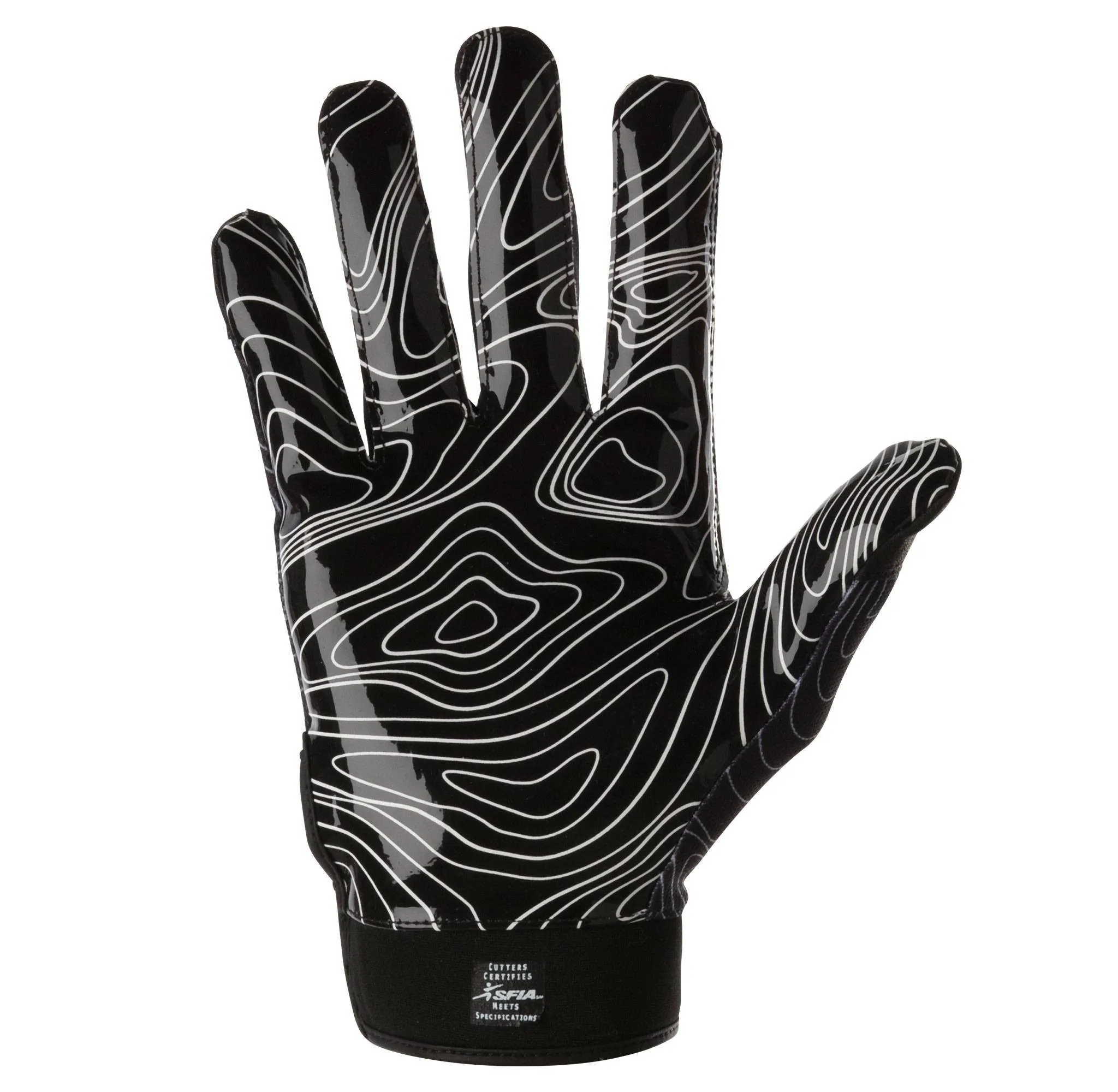 Cutters Game Day Receiver Gloves - Black L/XL: Silicone Strap Closure - Image 3