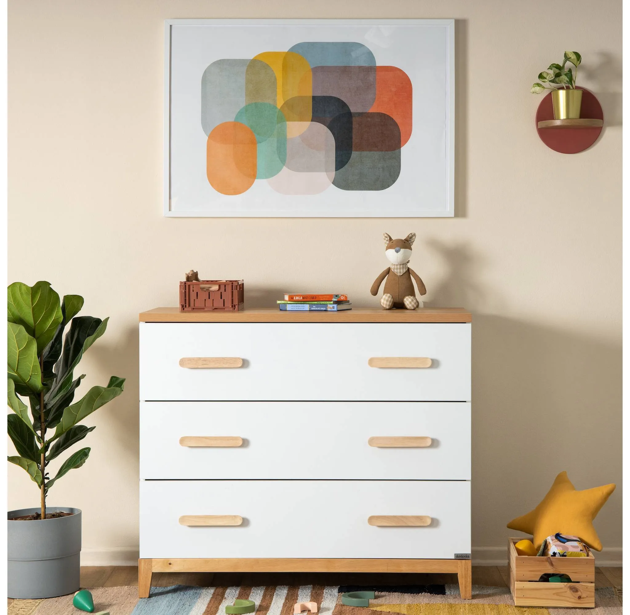 Dadada Baby LaLa Little 3 Drawer Dresser - White/Natural Wood - Image 4