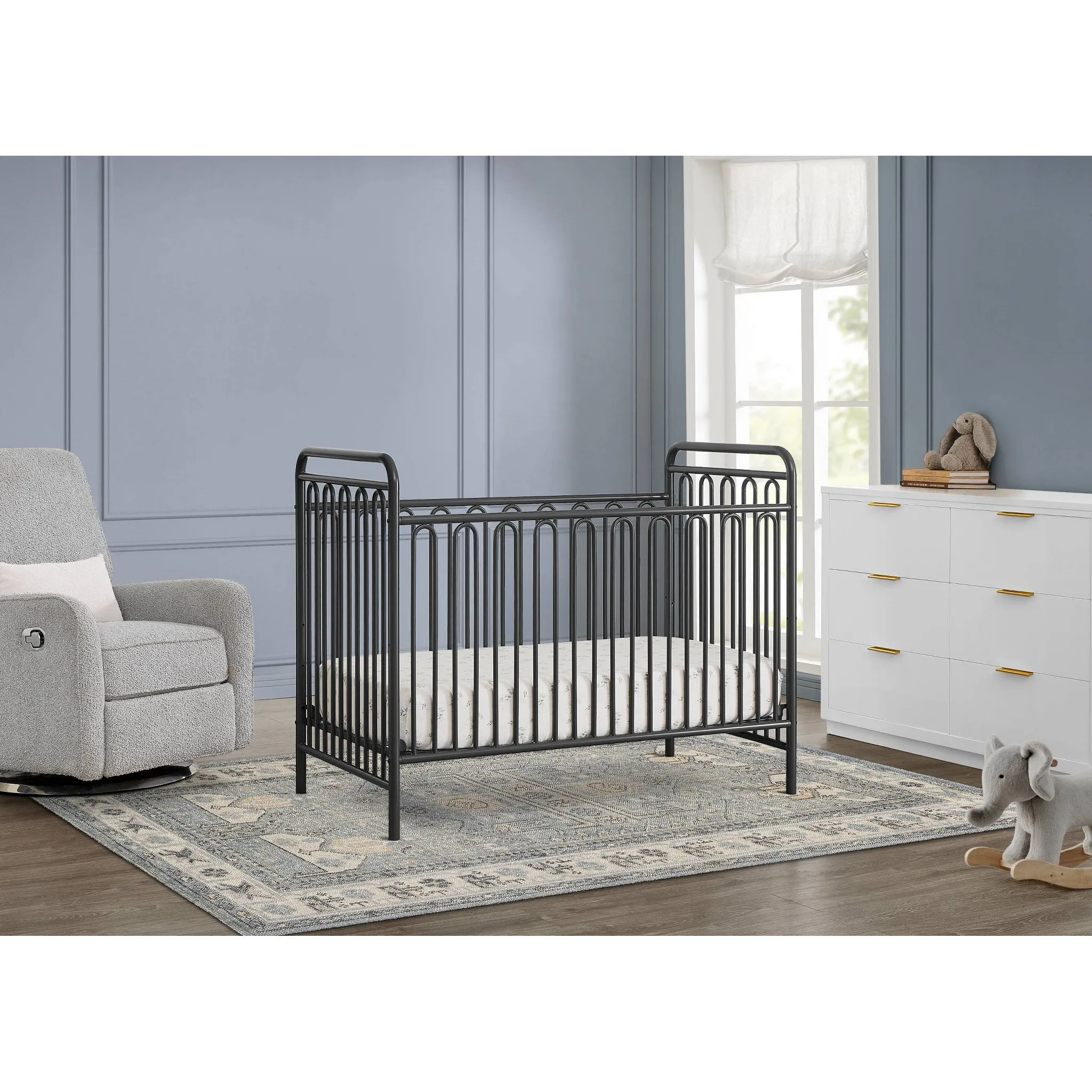 Darcy 4-in-1 Metal Convertible Crib - Charcoal - Image 5