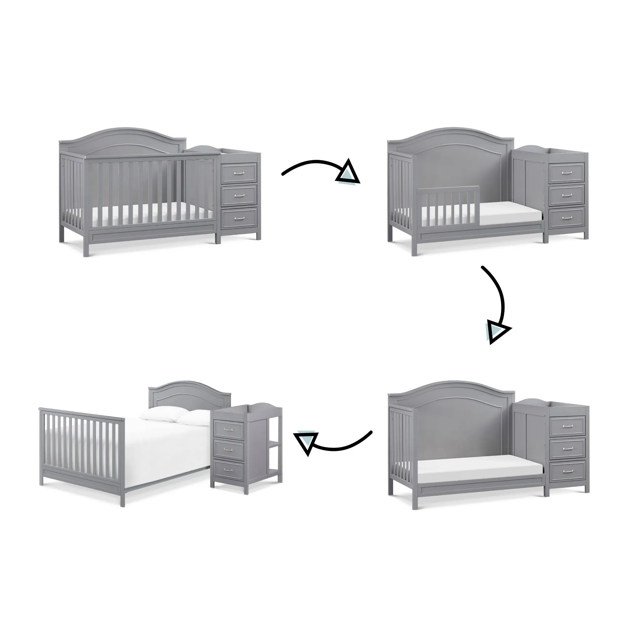 DaVinci Charlie 4-in-1 Convertible Crib & Changer - Gray - Image 3