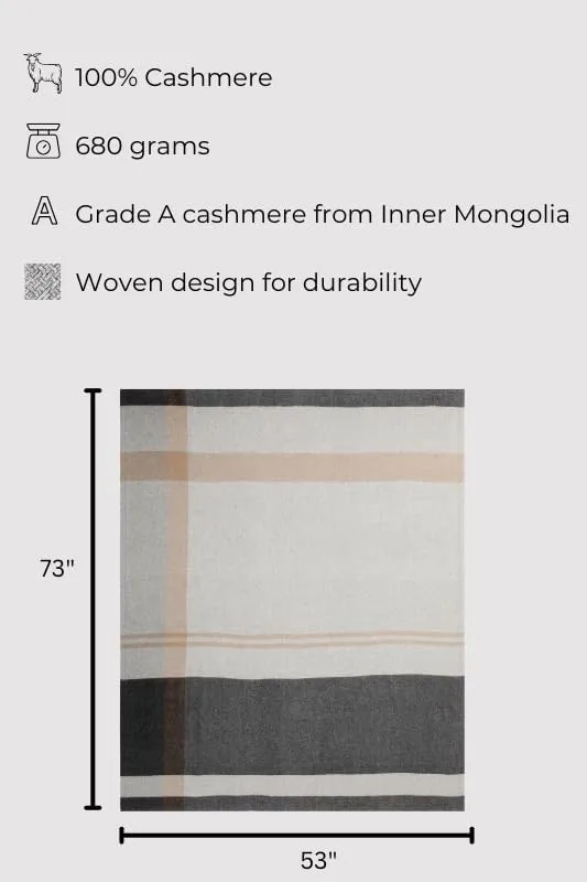 Dawson Forte 100% Cashmere Woven Throw - Dark Grey - Image 5