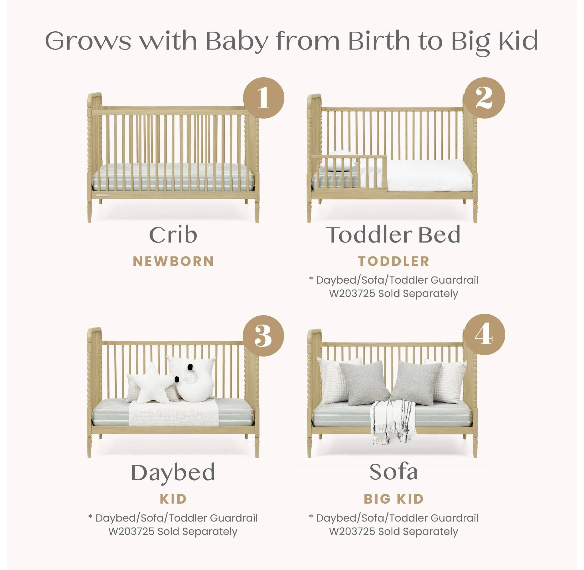 Delta Children Serena 4-in-1 Convertible Crib - Natural Sandstone - Image 5