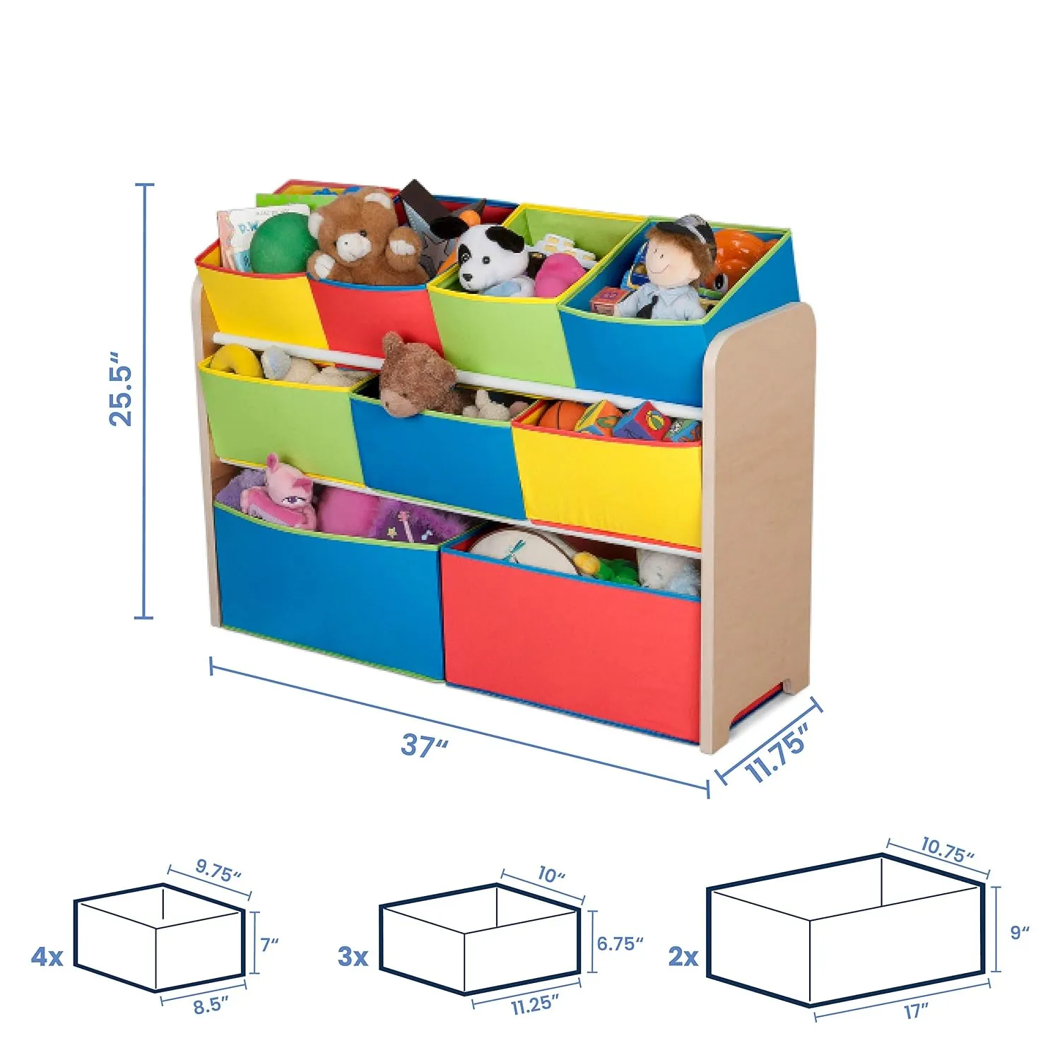 Deluxe 9-Bin Toy Storage Organizer Natural/Primary - Image 5