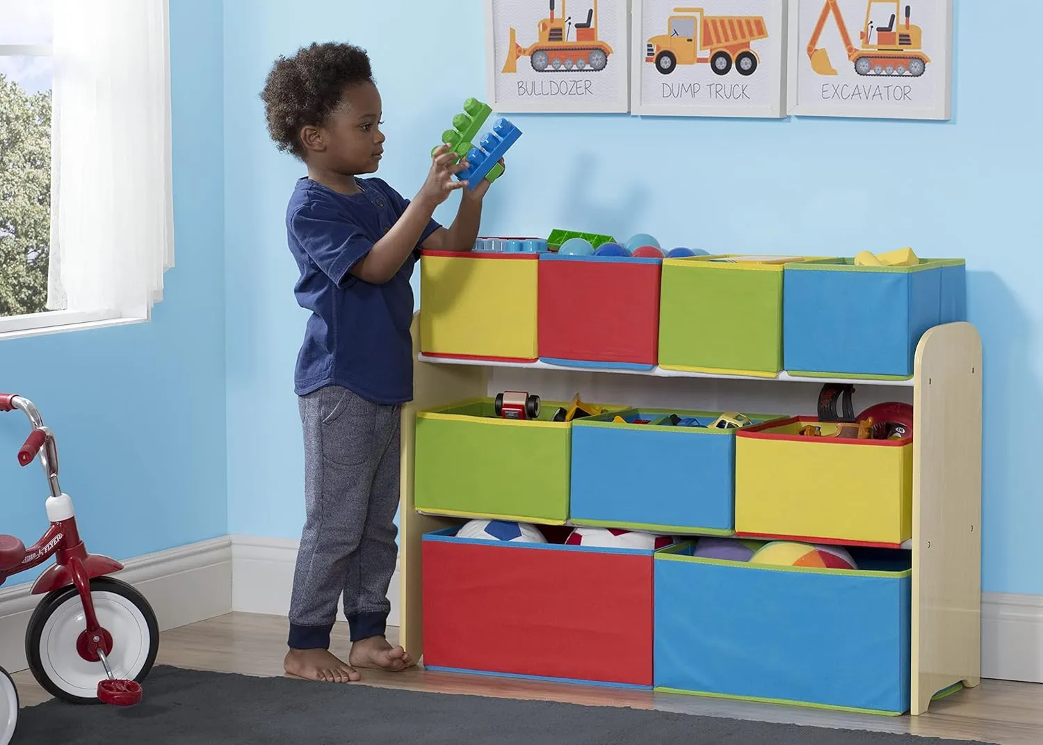 Deluxe 9-Bin Toy Storage Organizer Natural/Primary - Image 6