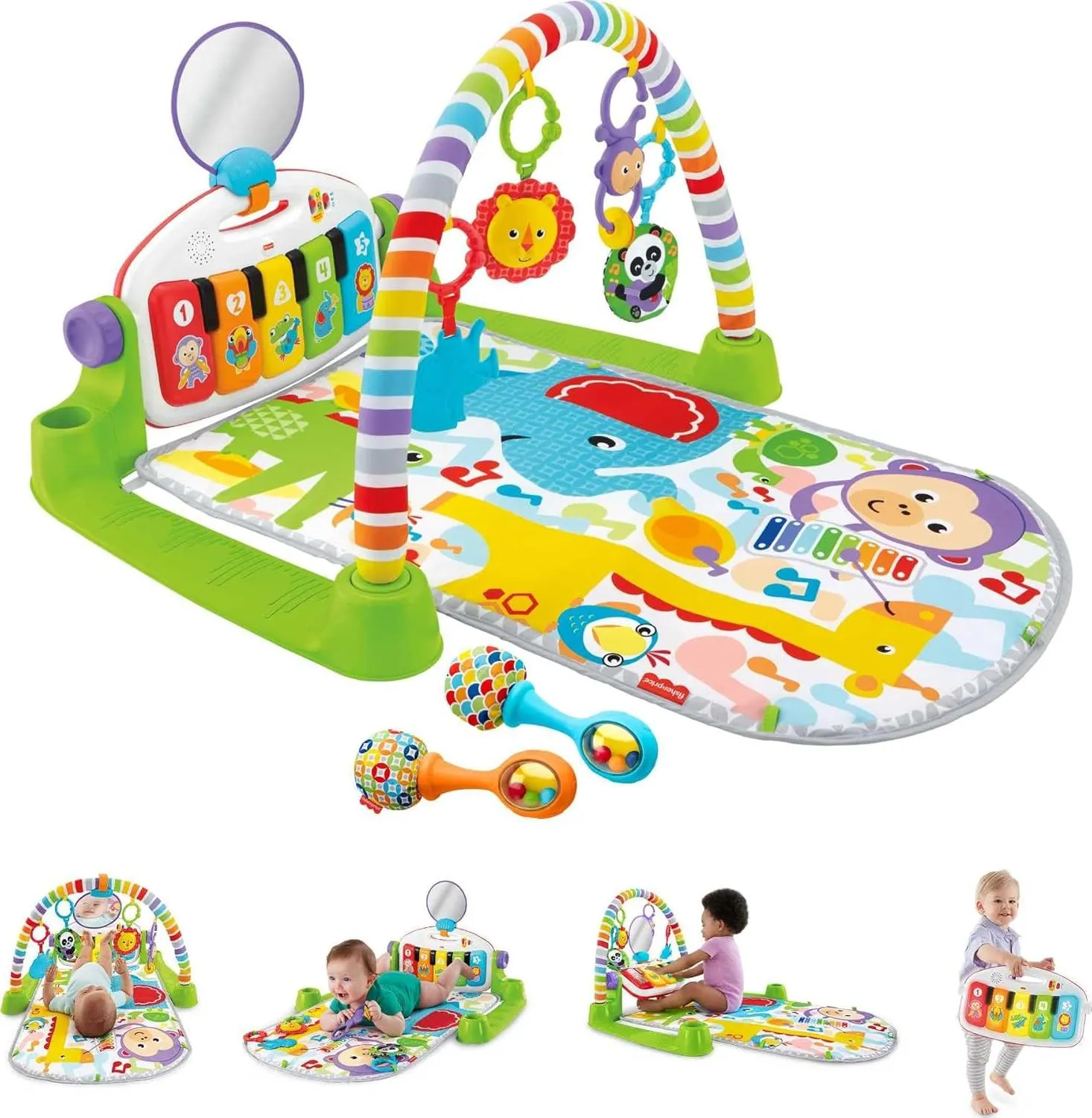 Deluxe Kick & Play Piano Gym & Maracas - Green - Image 3