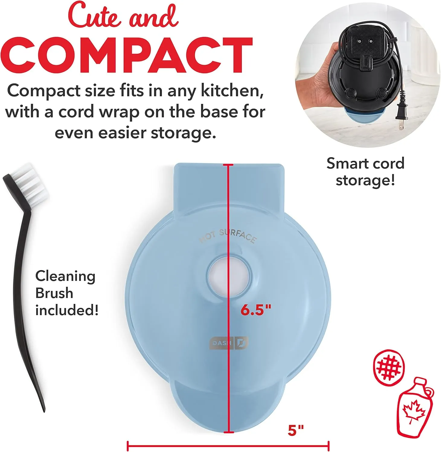 Deluxe Mini Waffle Maker - Dream Blue - Image 6