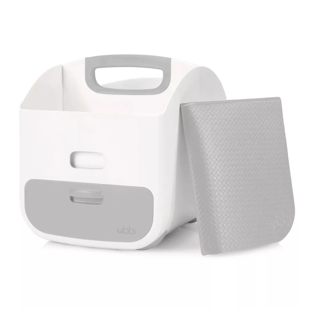 Diaper Caddy - White and Grey