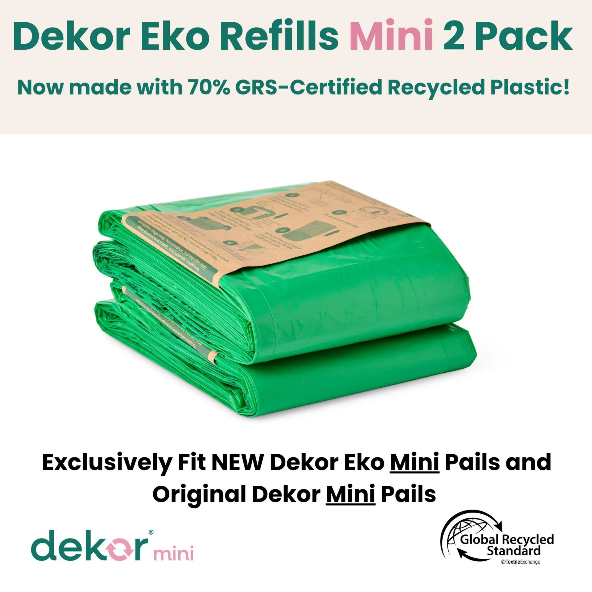 Diaper Dekor Eko Mini Diaper Pail Refill - 2pk - Image 2