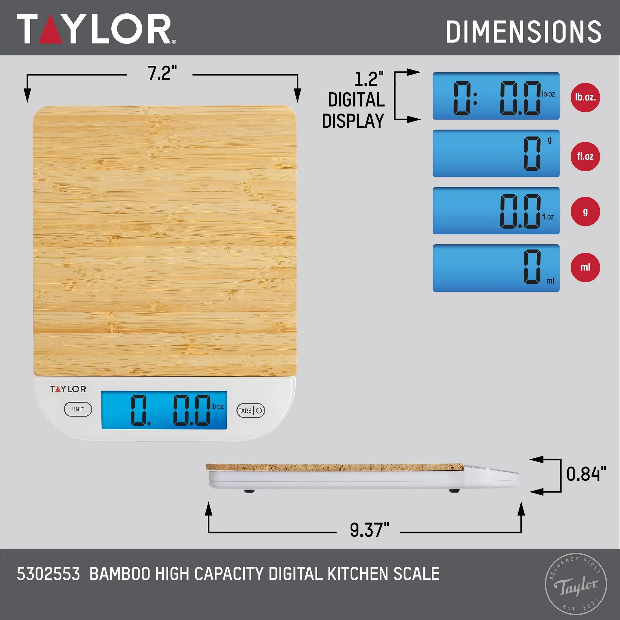Digital Kitchen Food Scale - Bamboo - Image 3
