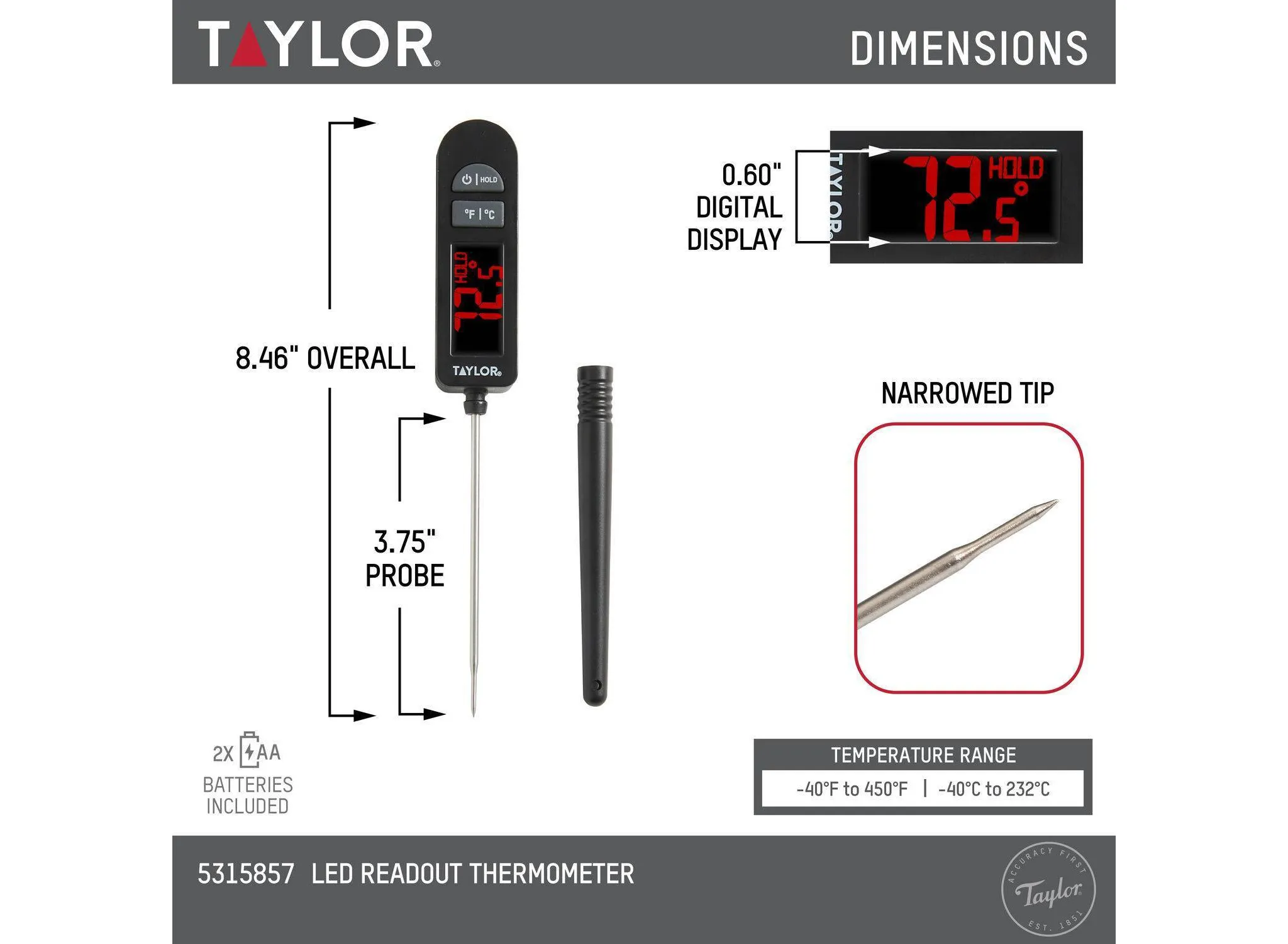 Digital LED Kitchen Meat Cooking Thermometer - Black - Image 2