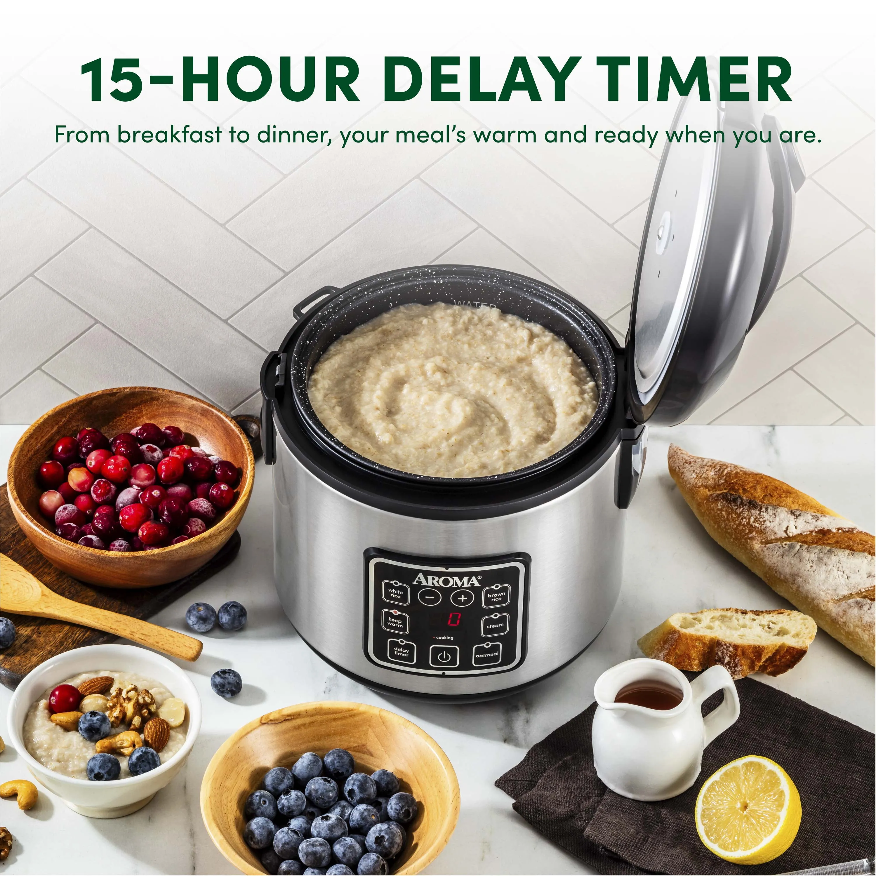 Digital Rice Cooker & Food Steamer - Silver - Image 3
