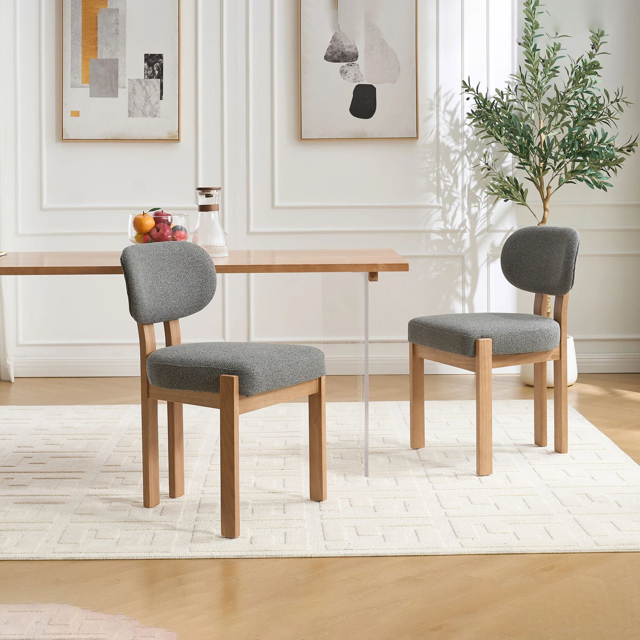 Dining Chairs With Ergonomic Backrest and Adjustable Feet (Set of 2) - Image 7