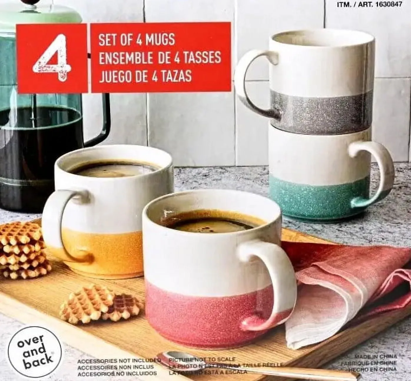 Dishwasher Safe Stoneware Stackable Mugs Set of 4