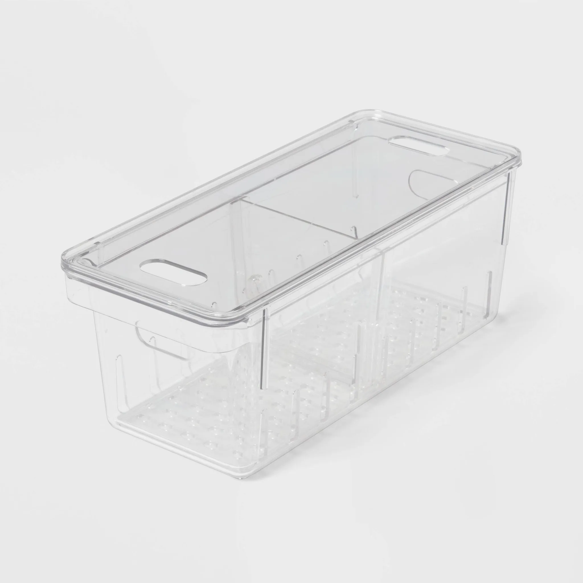 Divided Berry Bin with Lid - Clear Refrigerator Organizer