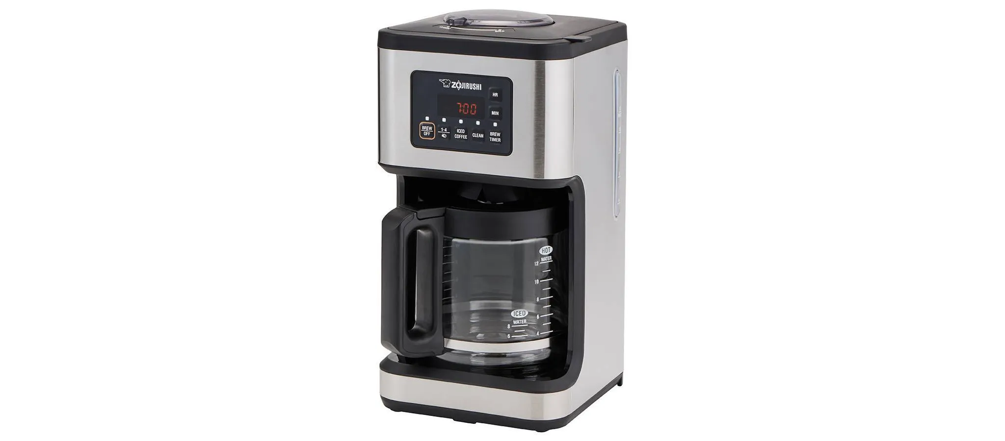 Dome Brew Programmable Coffee Maker EC-ESC120 Stainless Black: 12-Cup Drip Machine with Timer & Glass Carafe