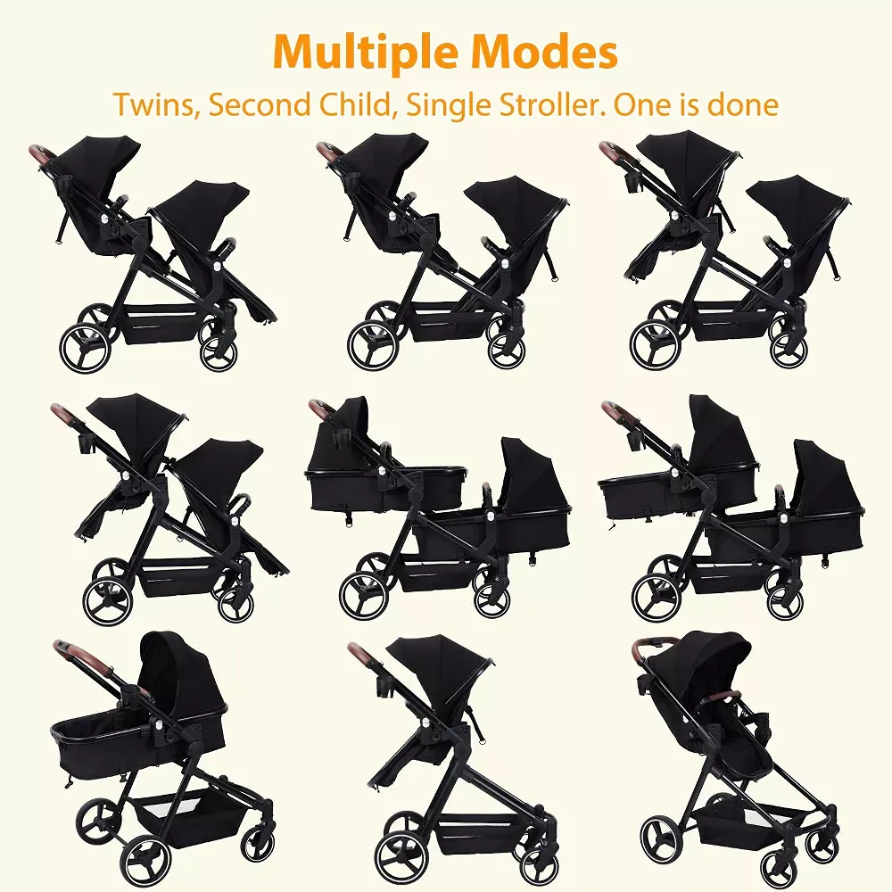 Double Track Tandem Stroller - Black - Image 3