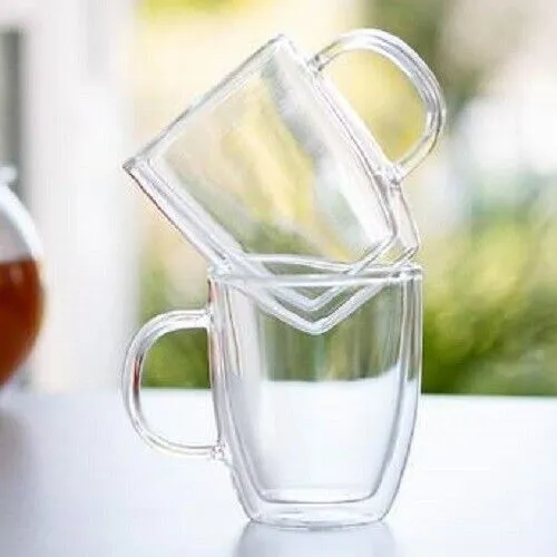 Double Wall Thermo-Glass Coffee Mug Set - Clear - Image 3